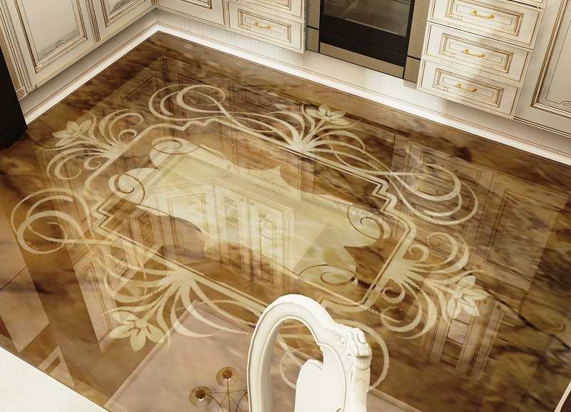 Pavimento sfuso nella cucina in stile classico