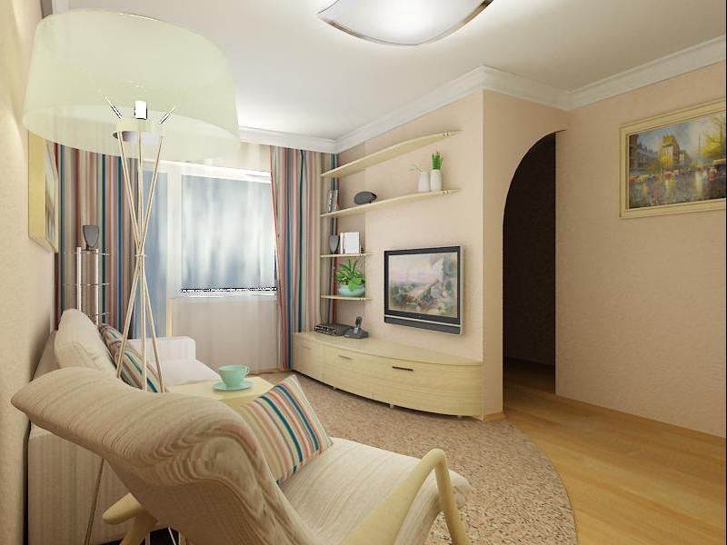 Il design del soggiorno nel pannello Krusciov