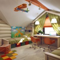 Conception d'une chambre pour deux enfants dans les combles d'une maison privée