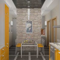 Yellow color in the design of the kitchen