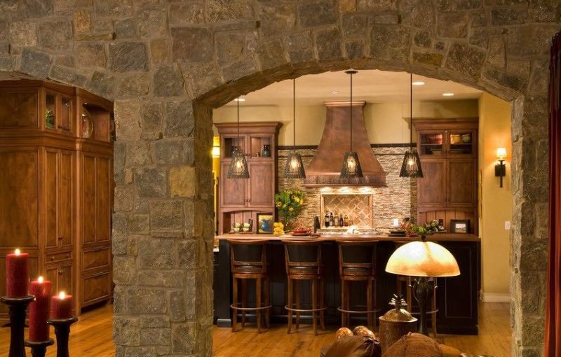 Stone trim kitchen arch