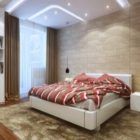 Camera da letto di design con moquette sul pavimento