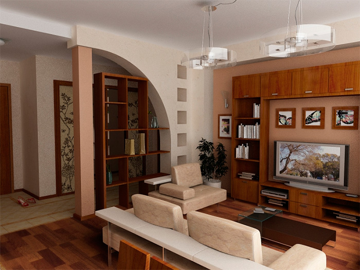 A Hruscsovban található nappali eredeti belső kialakítása