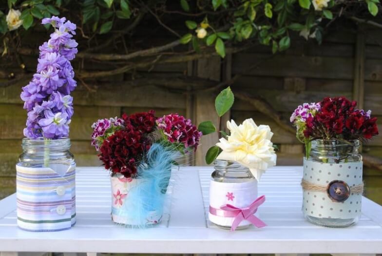 Vases from old glass jars