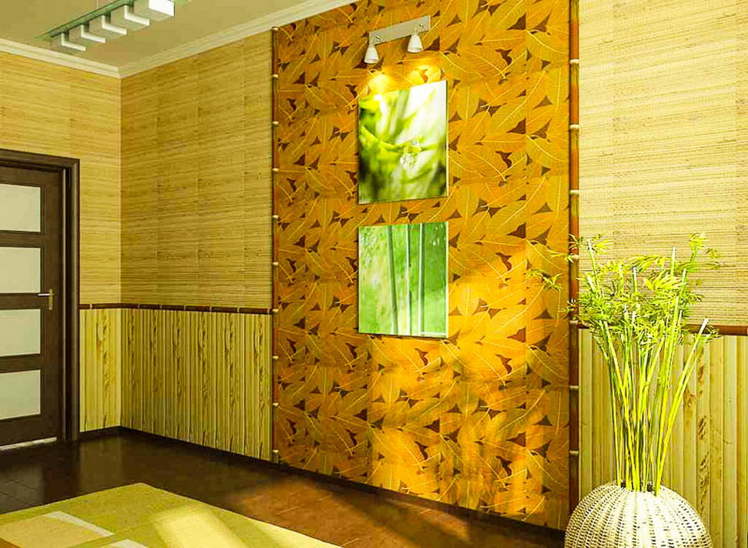 Décorer les murs du couloir avec du papier peint en bambou