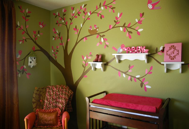 Paper tree on the wall of a nursery