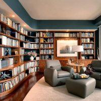Bibliothèque à la maison avec vitrage panoramique