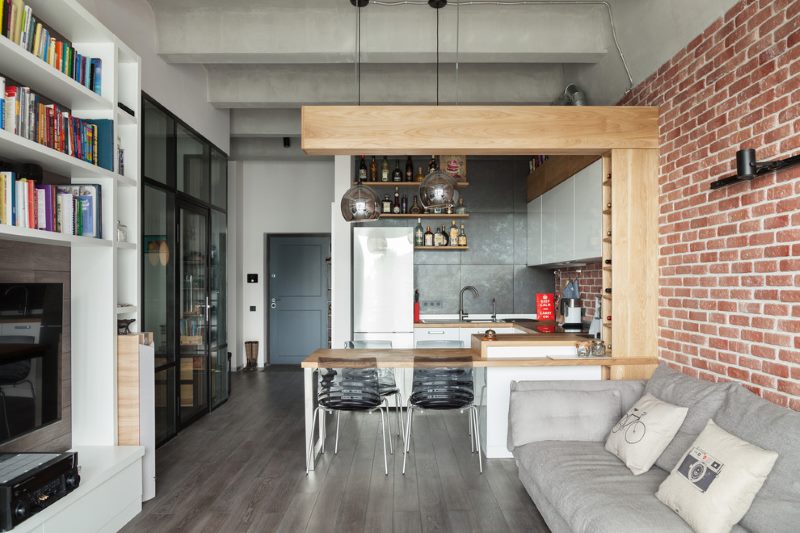 Conception d'un appartement de deux pièces dans le style loft