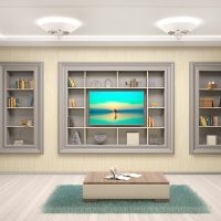 Living room wall with built-in niches