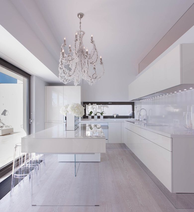 Interior of a modern kitchen in white color
