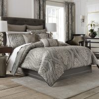 Design of a modern bedroom in gray tones