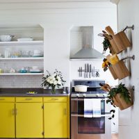 Yellow color in the design of the kitchen