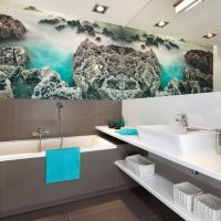 Sienų tapetų vonios dizainas