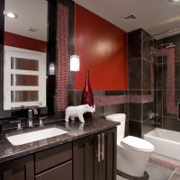 Червен цвят в дизайна на банята