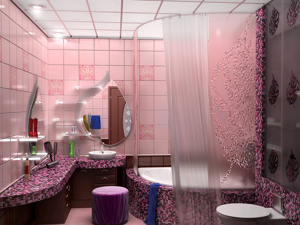 Dekoracija kupaonice u nijansama lila