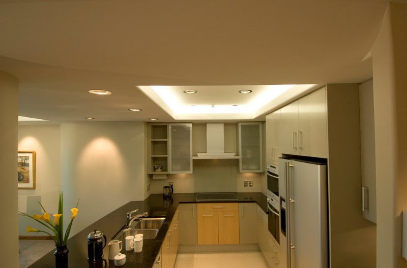 Organization of lighting in a small kitchen
