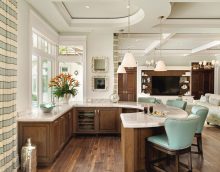 kitchen counter with dining table function