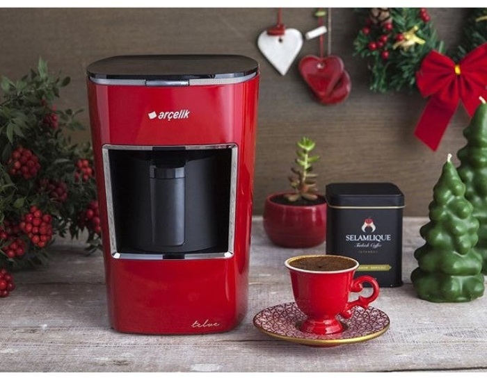 Machine à café rouge.