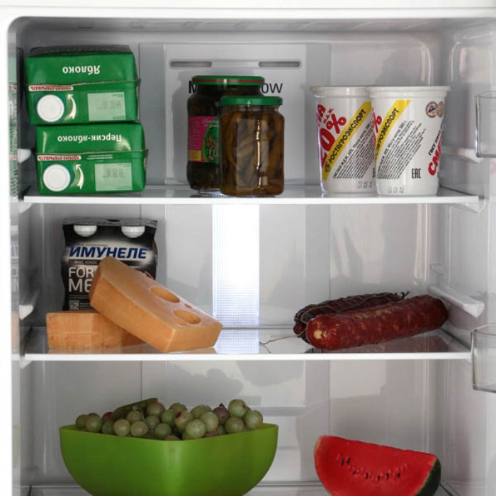 aliments dans les réfrigérateurs Nou Frost.
