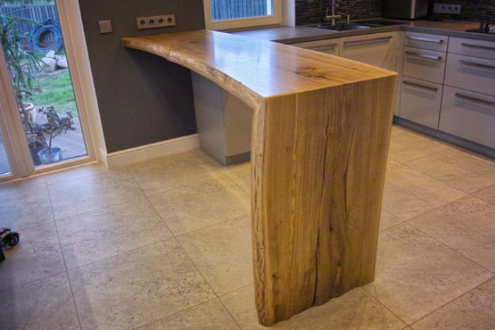 Wooden bar counter.