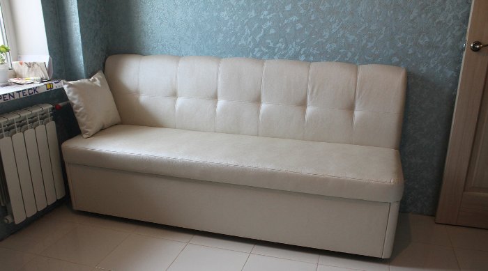 Leather folding sofa.