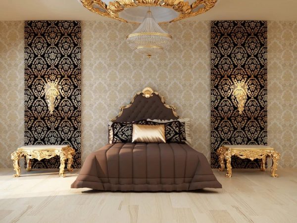 Les papiers peints textiles sont l'option la plus chère pour la conception d'une chambre à coucher en 2019.
