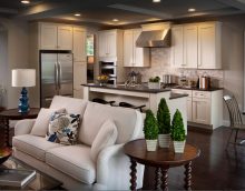 Tra le idee di suddivisione in zone della cucina e del soggiorno spiccano i modi originali con l'aiuto di decorazioni e accessori.